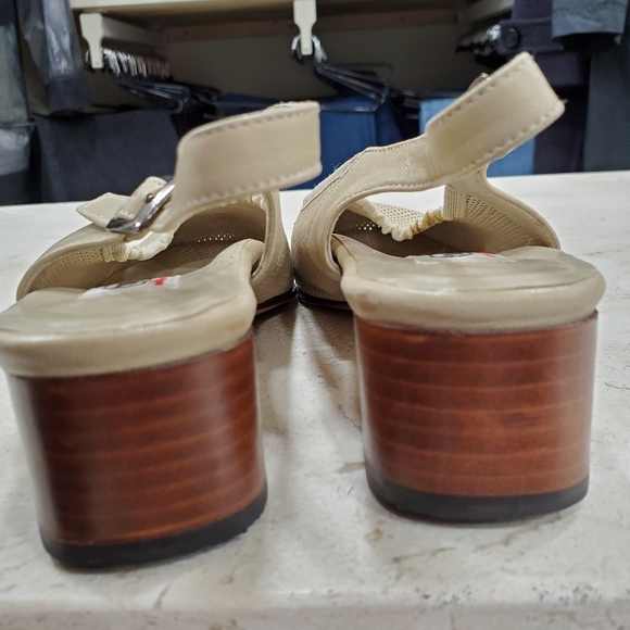 Valleverde sling back shoes womens size 36 US 6.5 beige perforated leather Italy - Picture 5 of 16